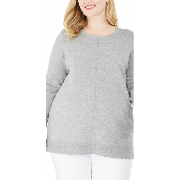 Karen Scott Sweaters - Gray Heather Plus-Size Soft Lightweight Sweater 0X